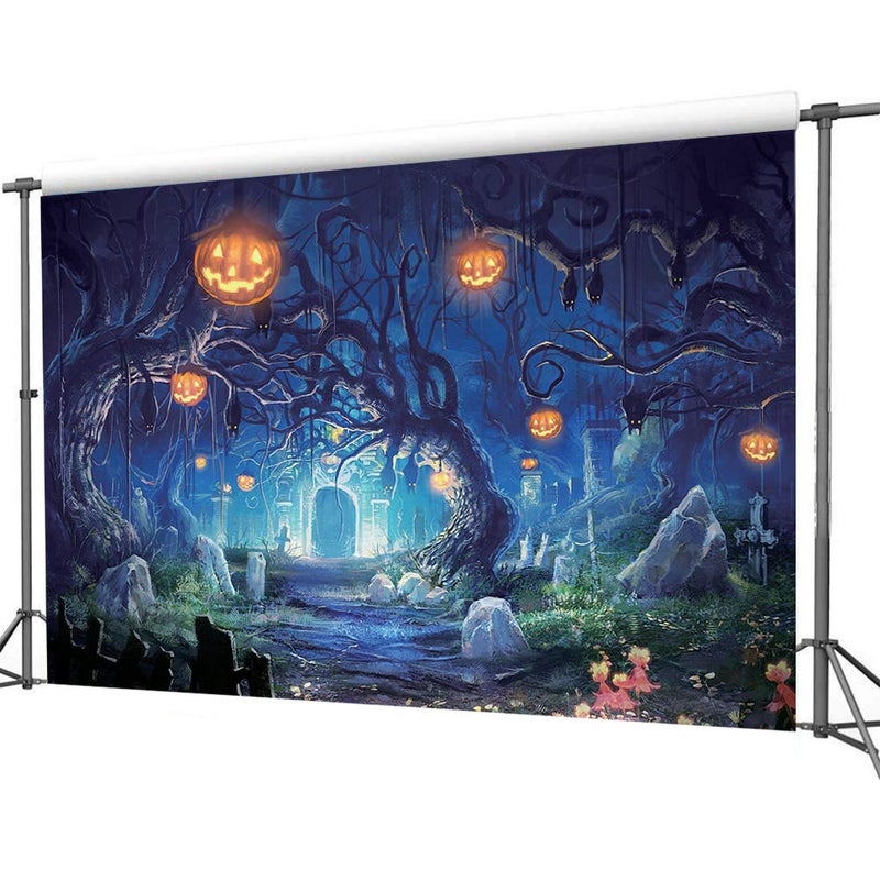 CYLYH 7X5FT Halloween Backdrop Halloween Theme Party Background Pumpkin Lantern Horror Spooky Night Photography Backdrop - Image 2
